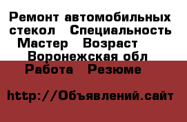 Ремонт автомобильных стекол › Специальность ­ Мастер › Возраст ­ 44 - Воронежская обл. Работа » Резюме   